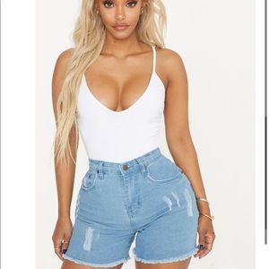 Shape Light Wash High Waisted Denim Shorts